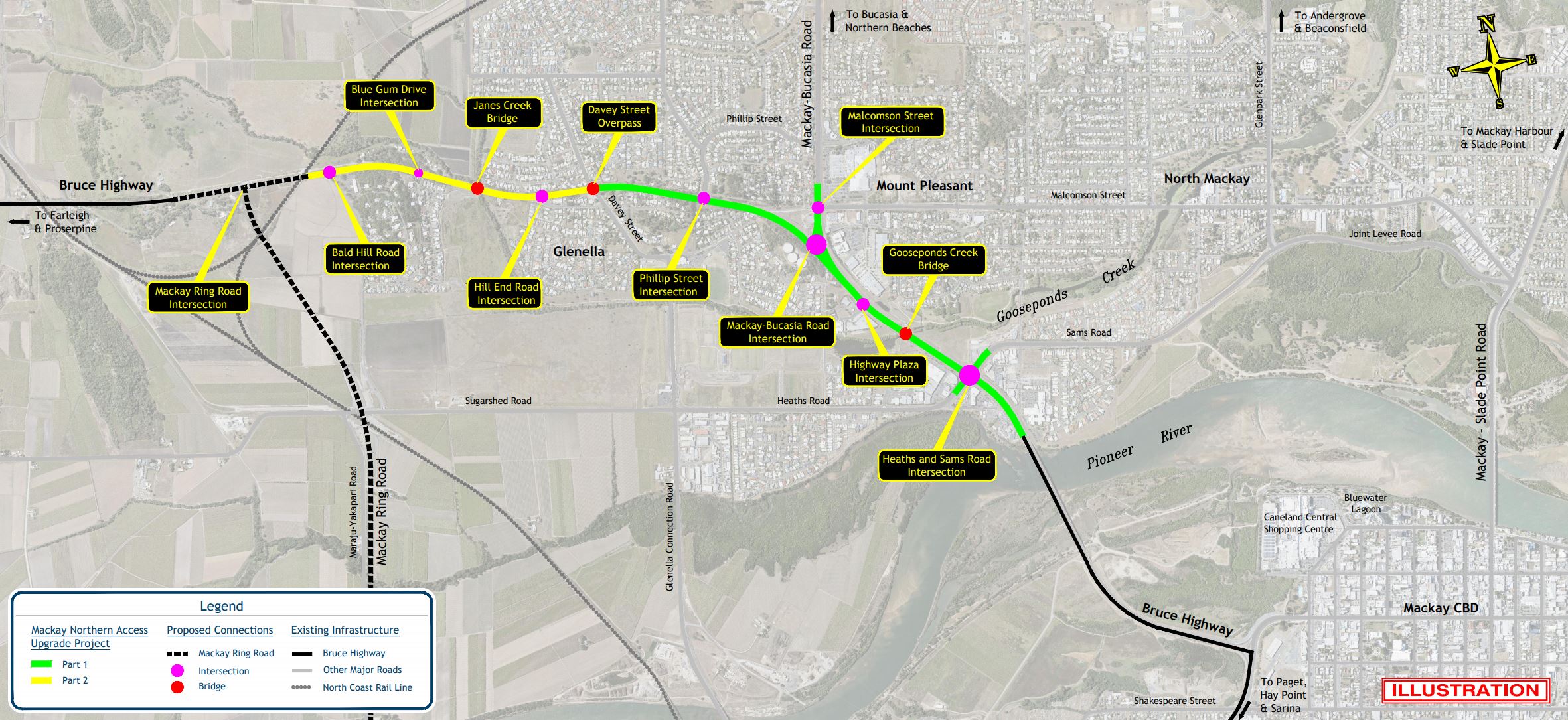 Mackay Northern Access Upgrade Project map overview