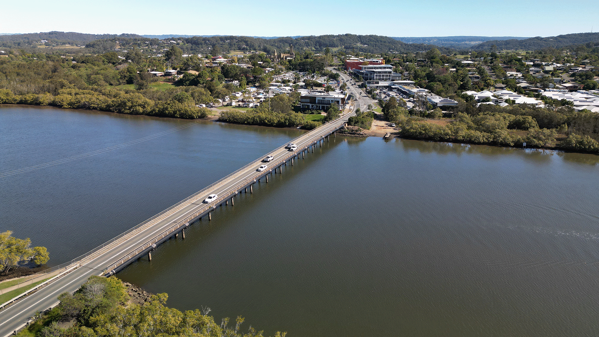 Aerial view of Bli Bli Bridge