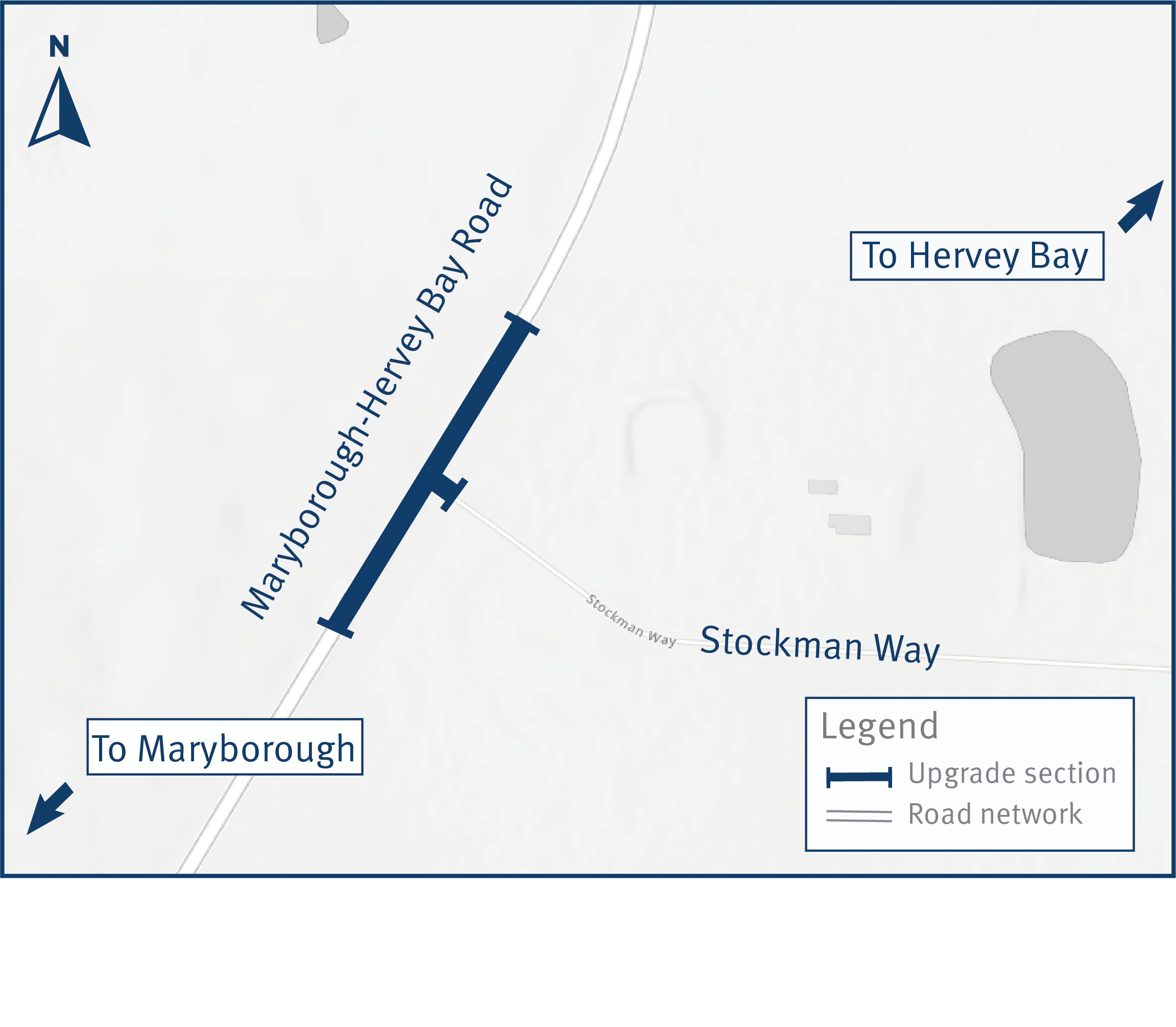 Project map Maryborough–Hervey Bay Road intersection upgrades and safety works Stockman Way