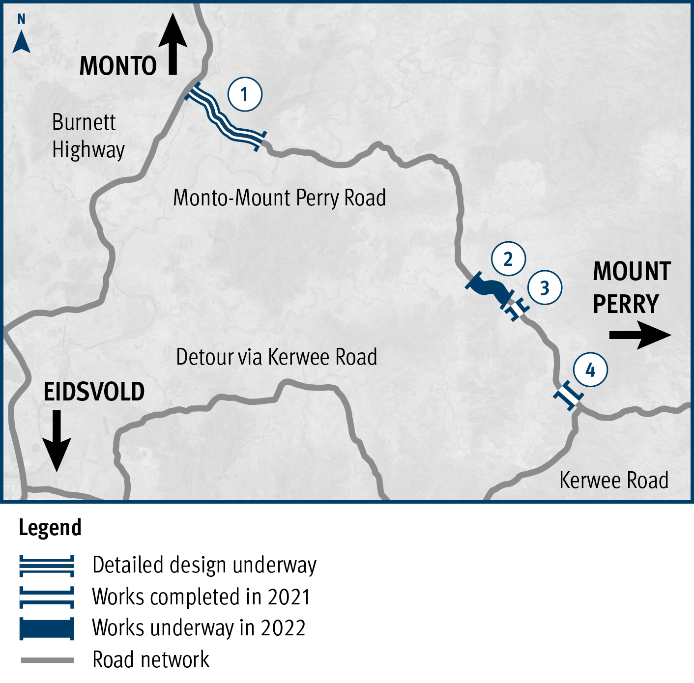 Monto Mt Perry Road project page map