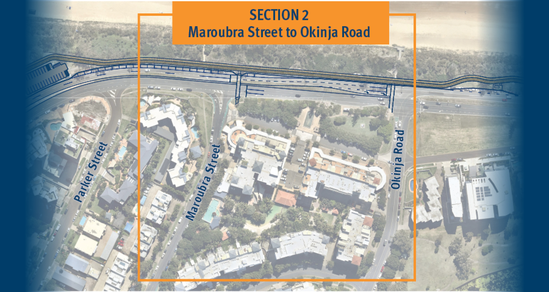 Map of proposed design work on Mooloolaba to Maroochydore Cycleway section 2