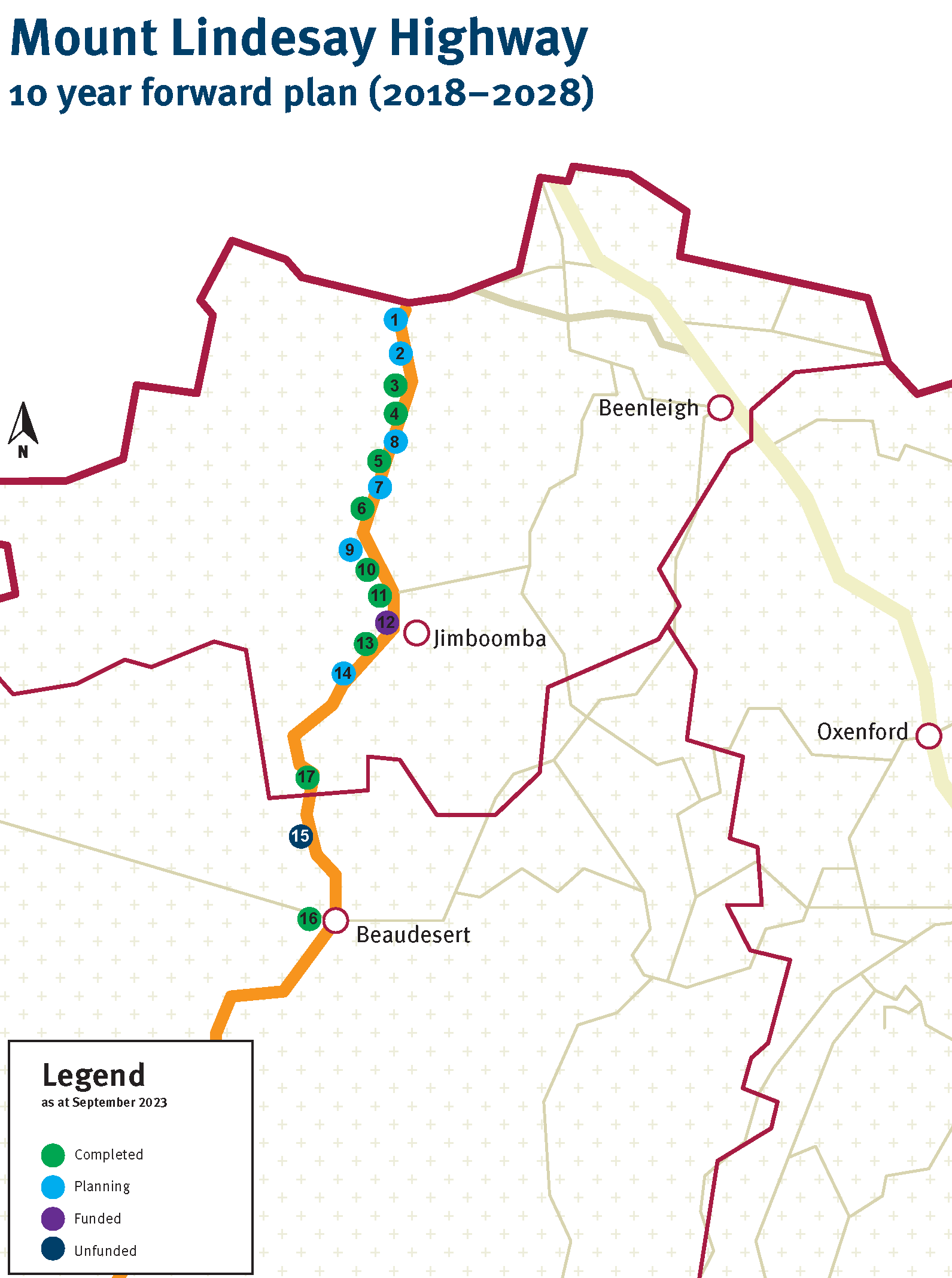 Mount Lindesay Highway 10 Year Forward Plan 2018-2028 Program map
