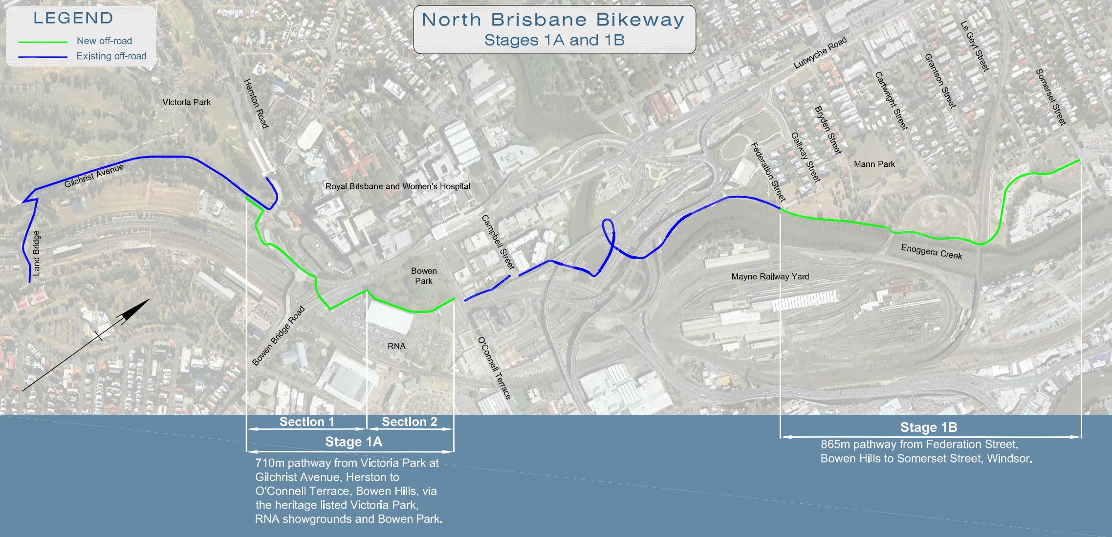 north brisbane bikeway map stage 1
