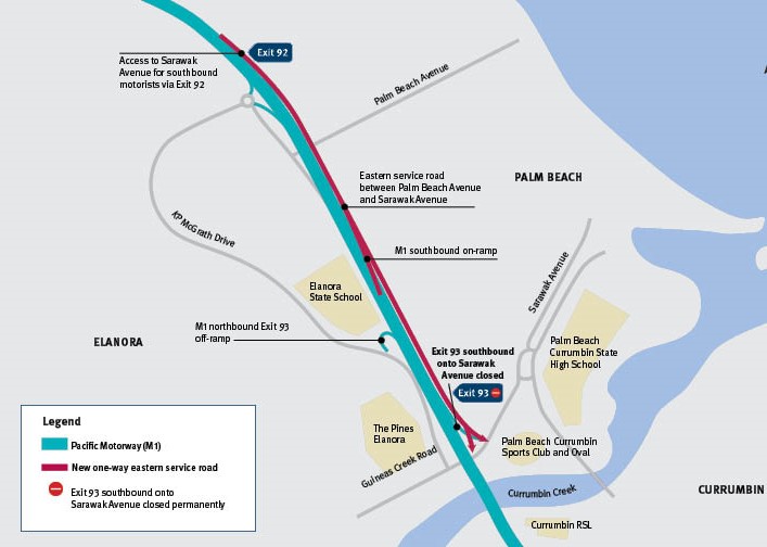 Pacific Motorway M1 Palm Beach (Nineteenth Avenue) to Tugun project map