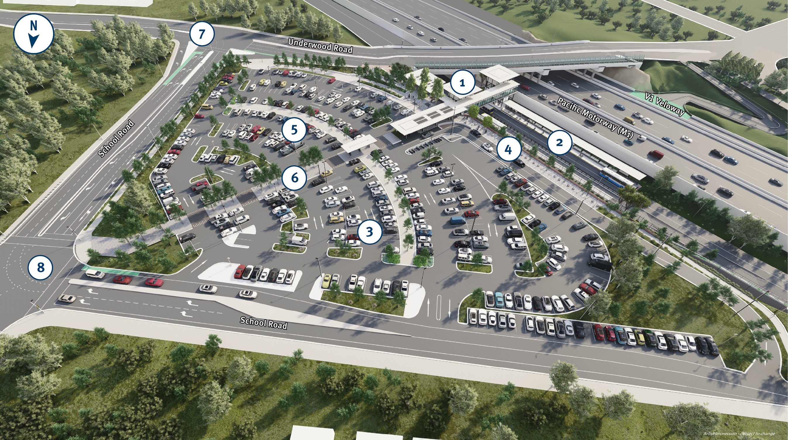 Aerial view of the artist impression of the park n ride.