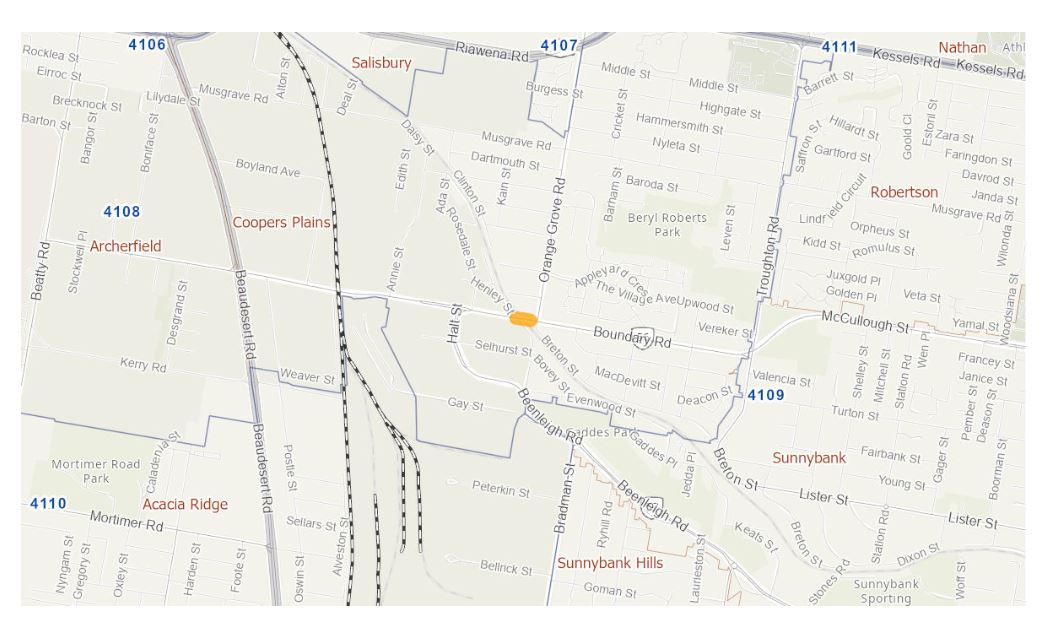 Boundary Road Coopers Plains Rail Crossing map