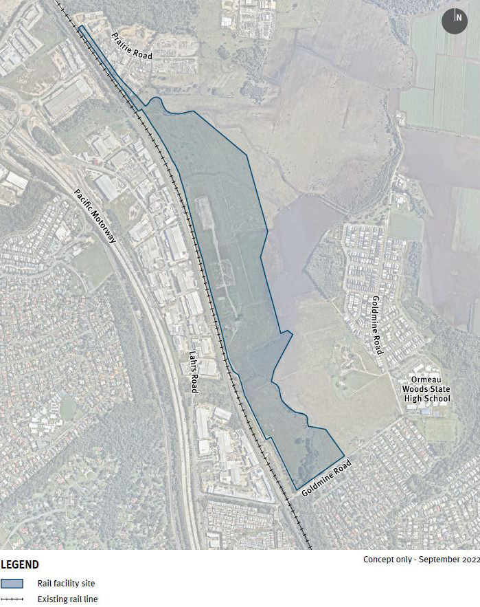 Proposed Ormeau rail facility site map
