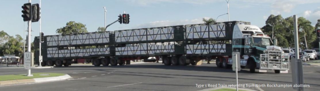 Type 1 road train coming from North Rockhampton abattoirs Type 1 road train coming from North Rockhamption abattoir