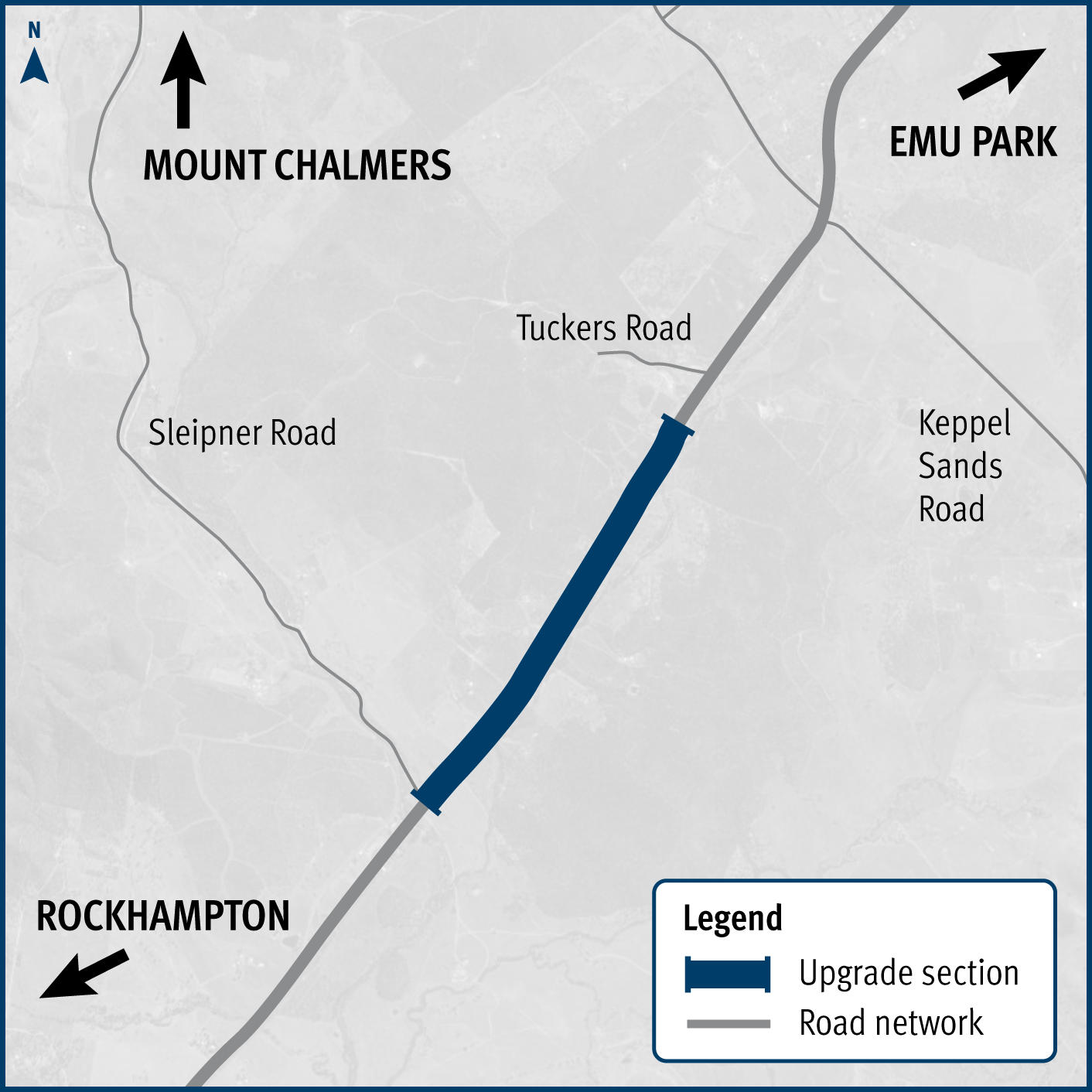 Rockhampton Emu Park Road upgrades including overtaking lanes and other improvements project location map