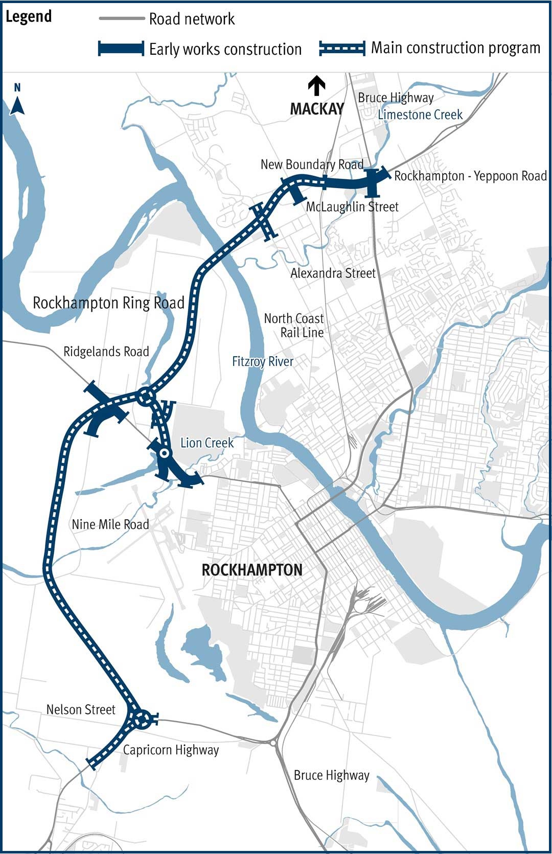 Rockhampton ring road alignment map