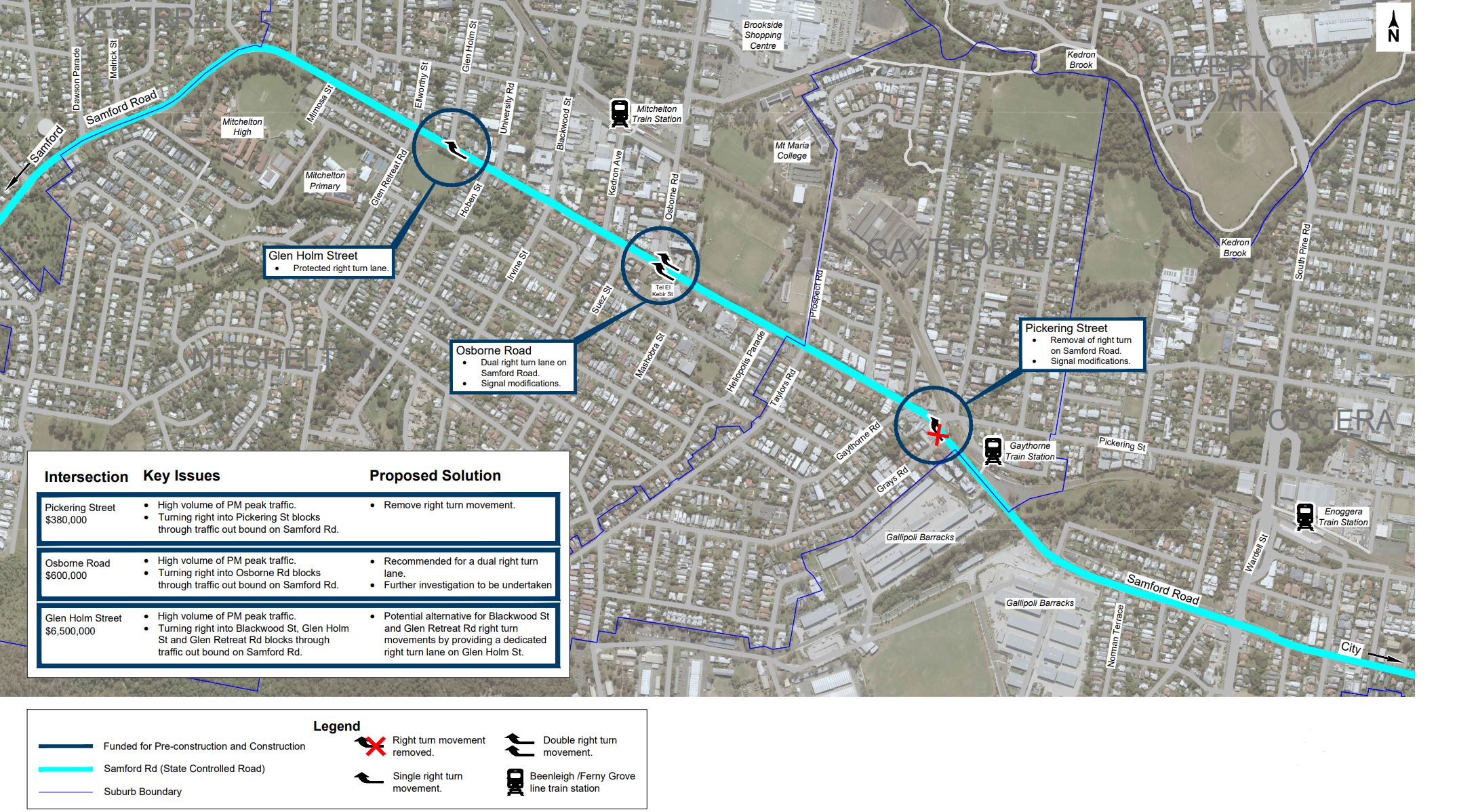 Map of Samford Road interection improvements