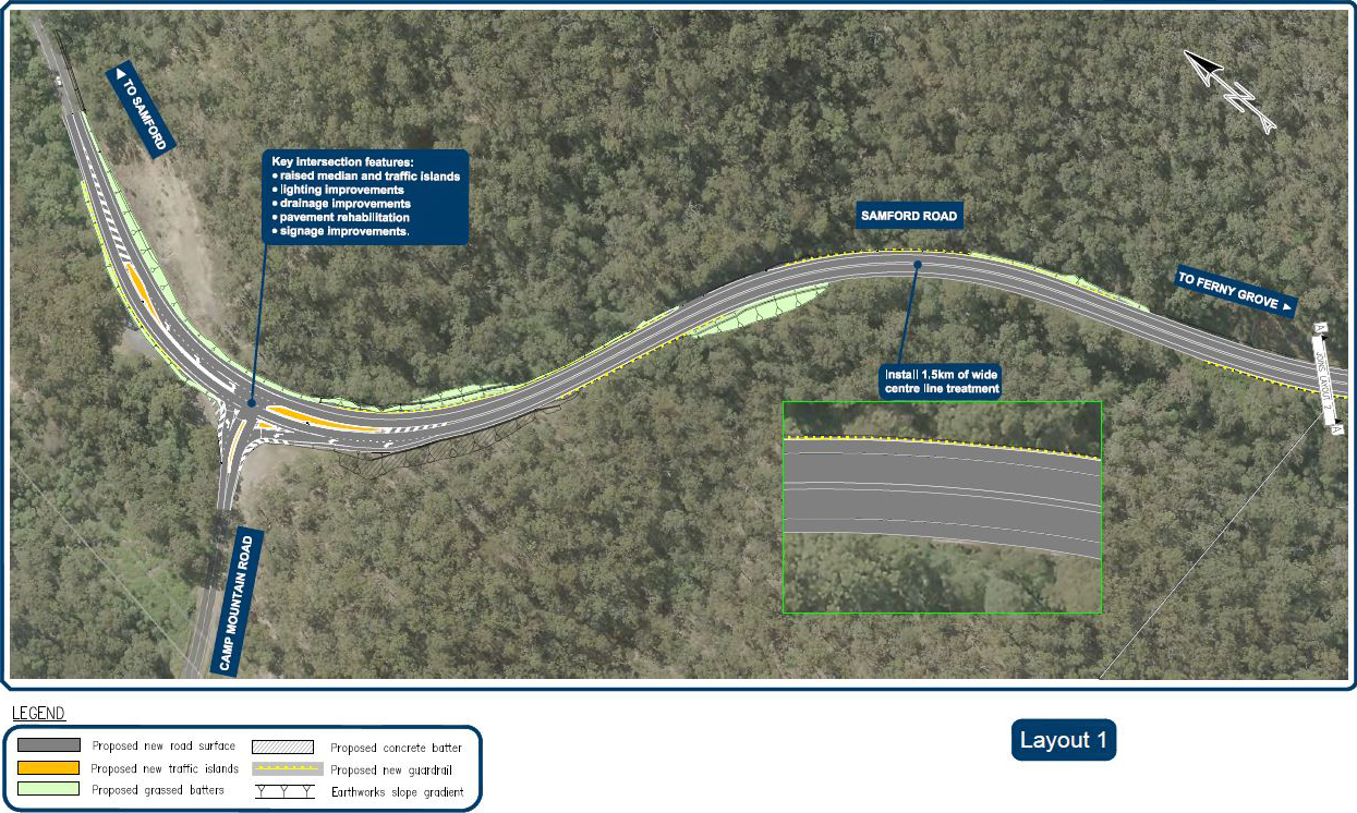 Samford Road safety improvements design layout 1