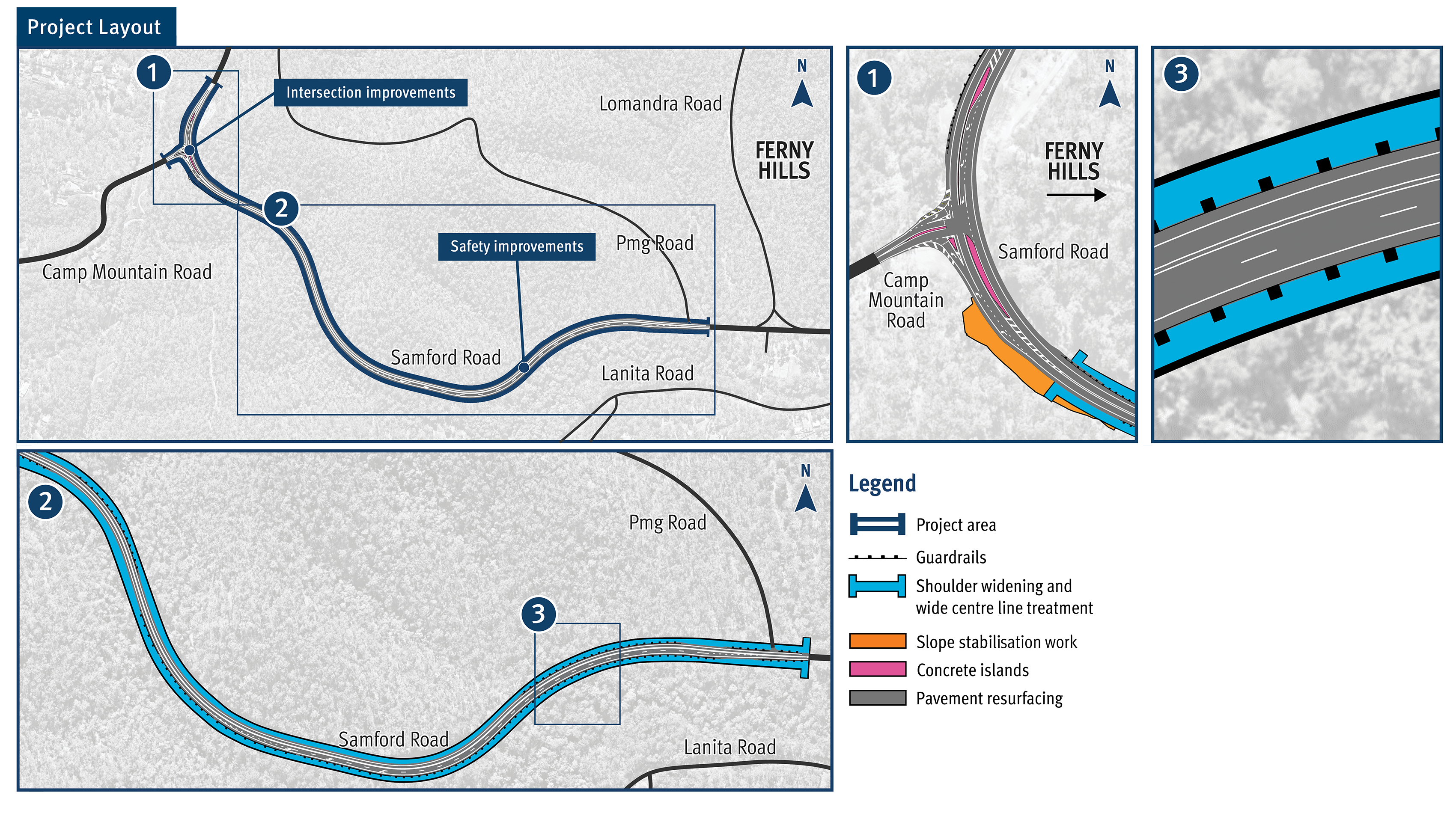 Samford Road safety improvements project detailed design map - November 2023