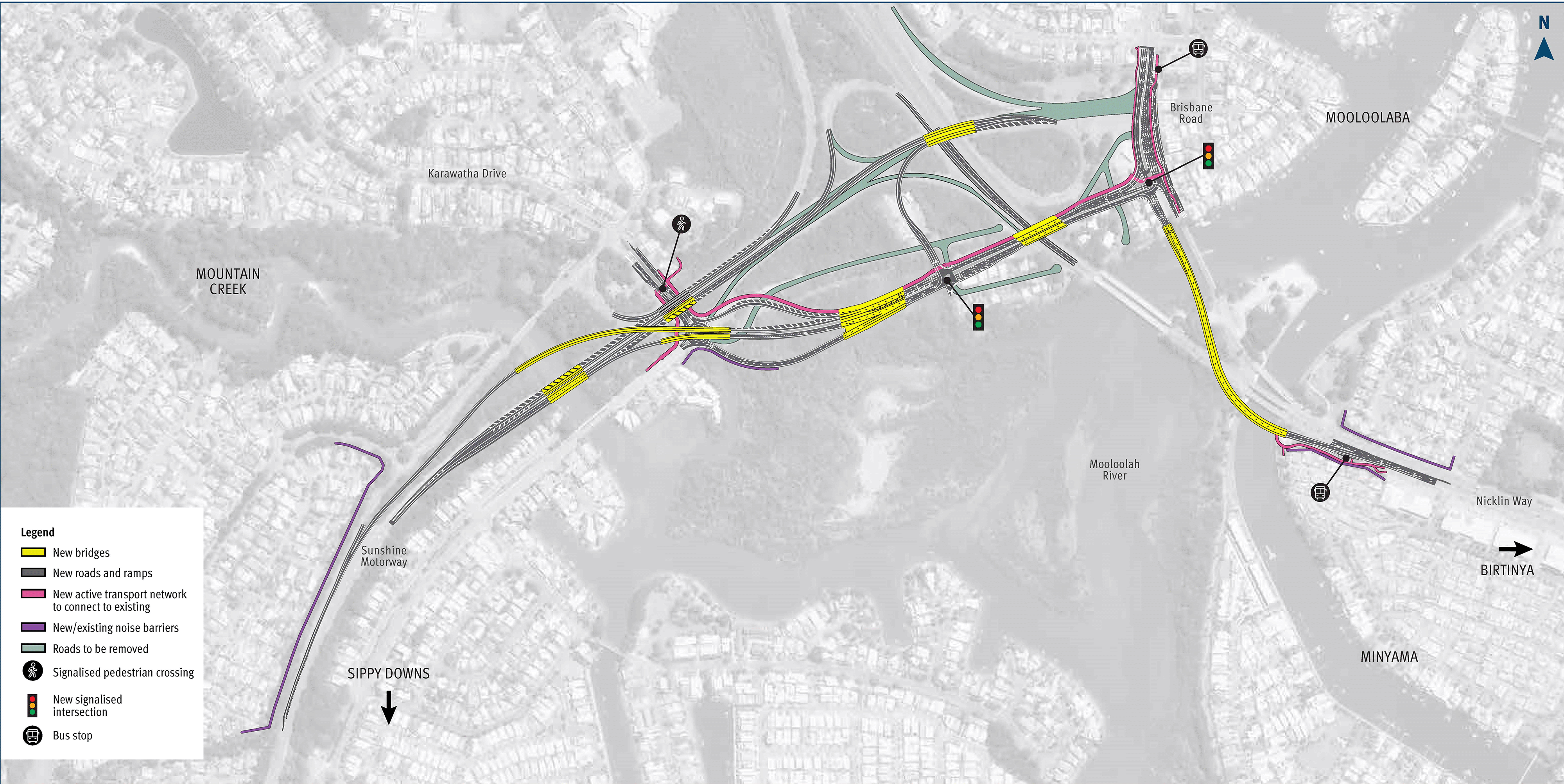 Sunshine Motorway Mooloolah River Interchange Upgrade Stage 1 detailed design map