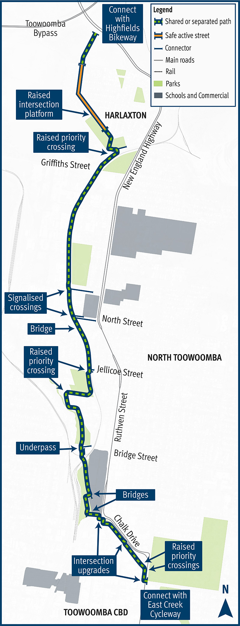 Toowoomba Central Active Transport Link business case project location map