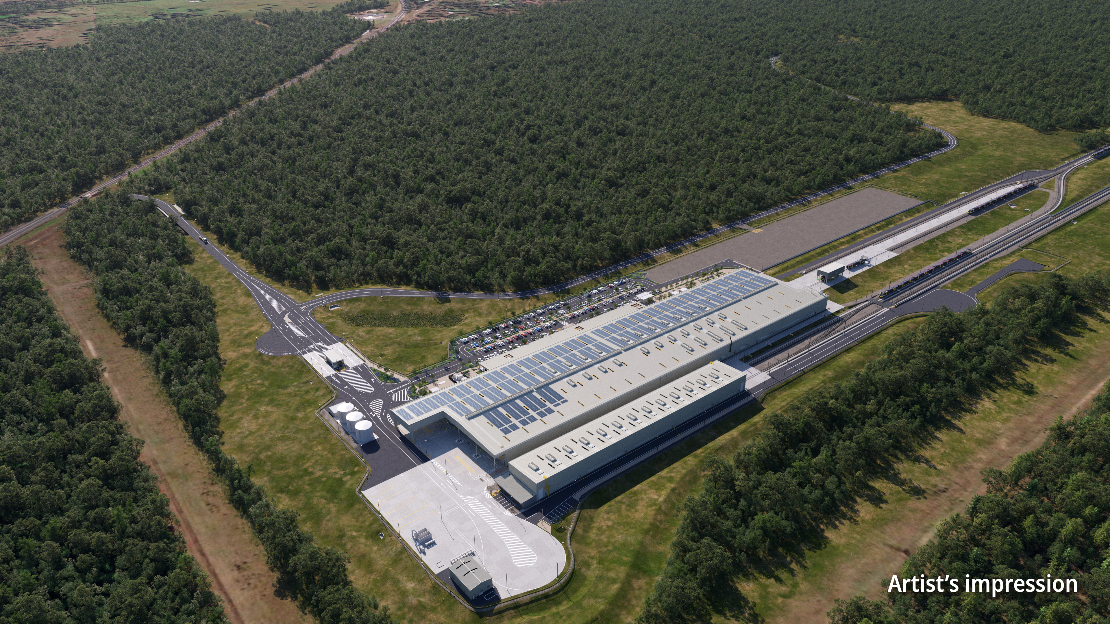 Artist's impression of the Torbanlea train manufacturing facility