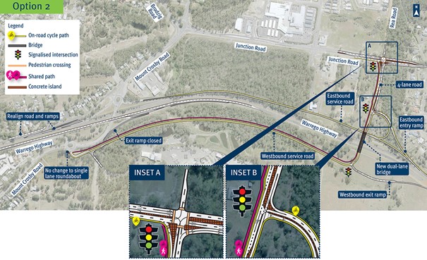 Warrego Highway Ipswich Toowoomba and Mount Crosby Road interchange preferred design July 2023