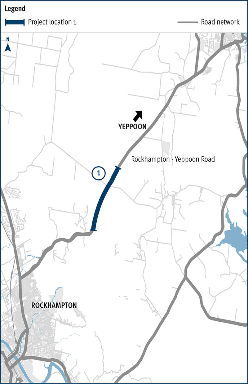 Yeppoon Road Upgrade project location map. 