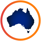 Icon of Australia with a circle around it