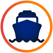 Icon of a boat in water with a circle around it