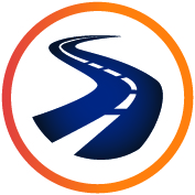  Icon of a windy road with a circle around it