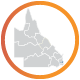 Metropolitan region highlighted in a map of Queensland