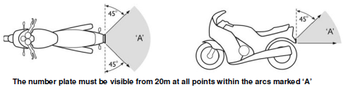 Illustration showing the allowable numberplate viewing angle