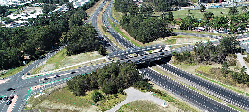 Aerial view of the Sippy Downs interchange.