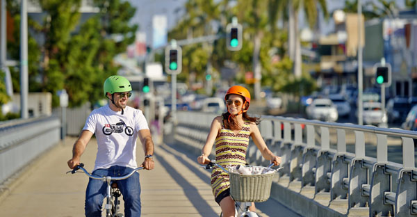 People riding in the city