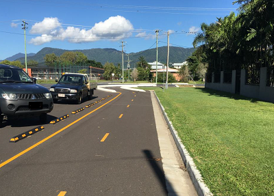 Completed section of the Mann St Cycleway