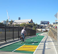 A man riding along the North Brisbane Bikeway