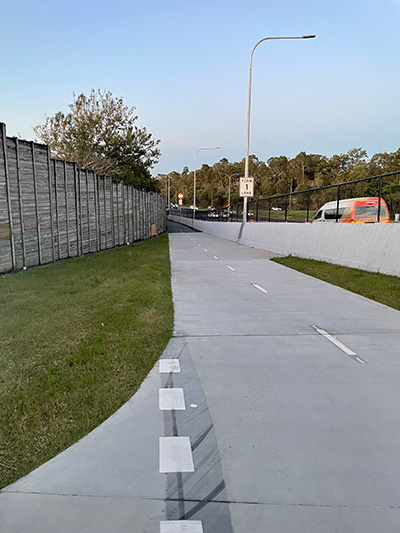 Looking north, the bike riding track connects to the Centenary Cycleway