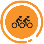 icon of 2 people riding bikes