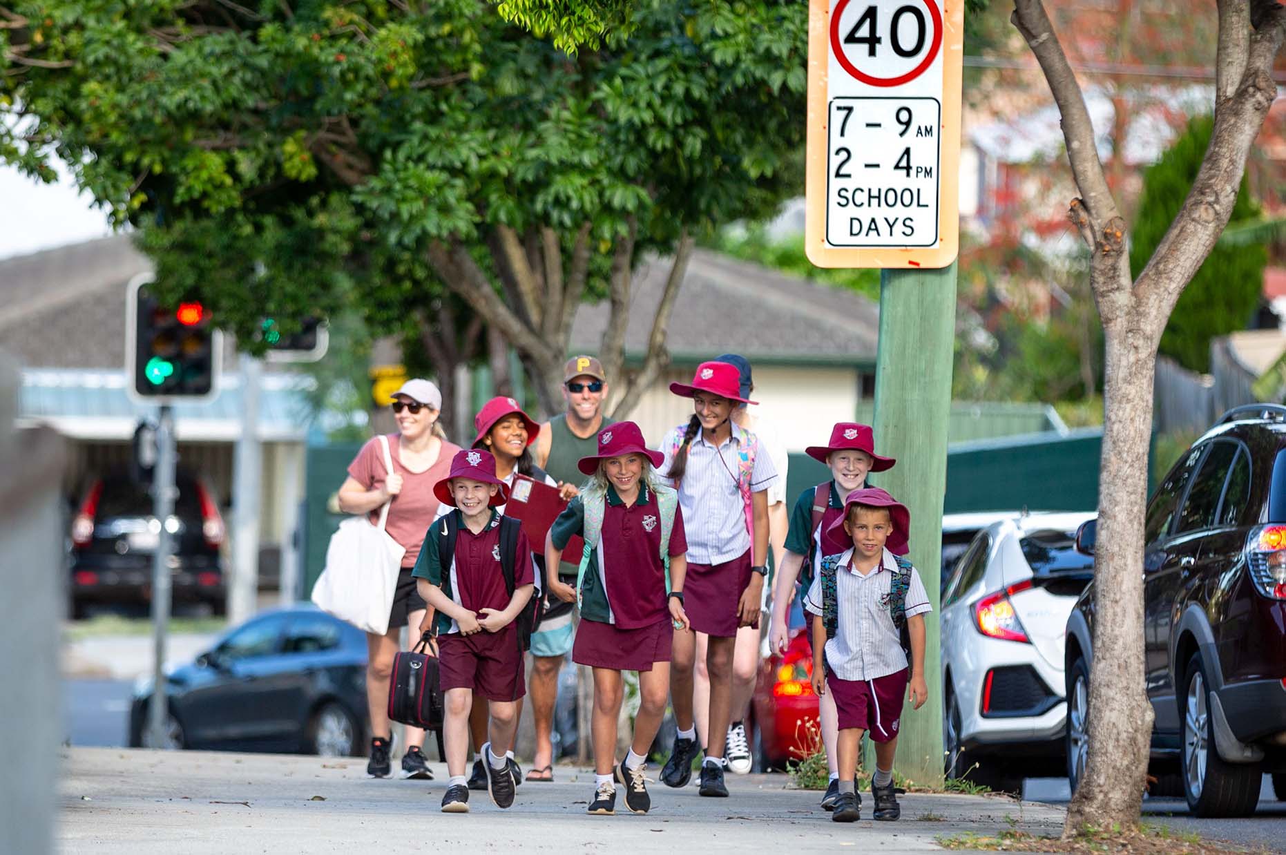 group of school children walking