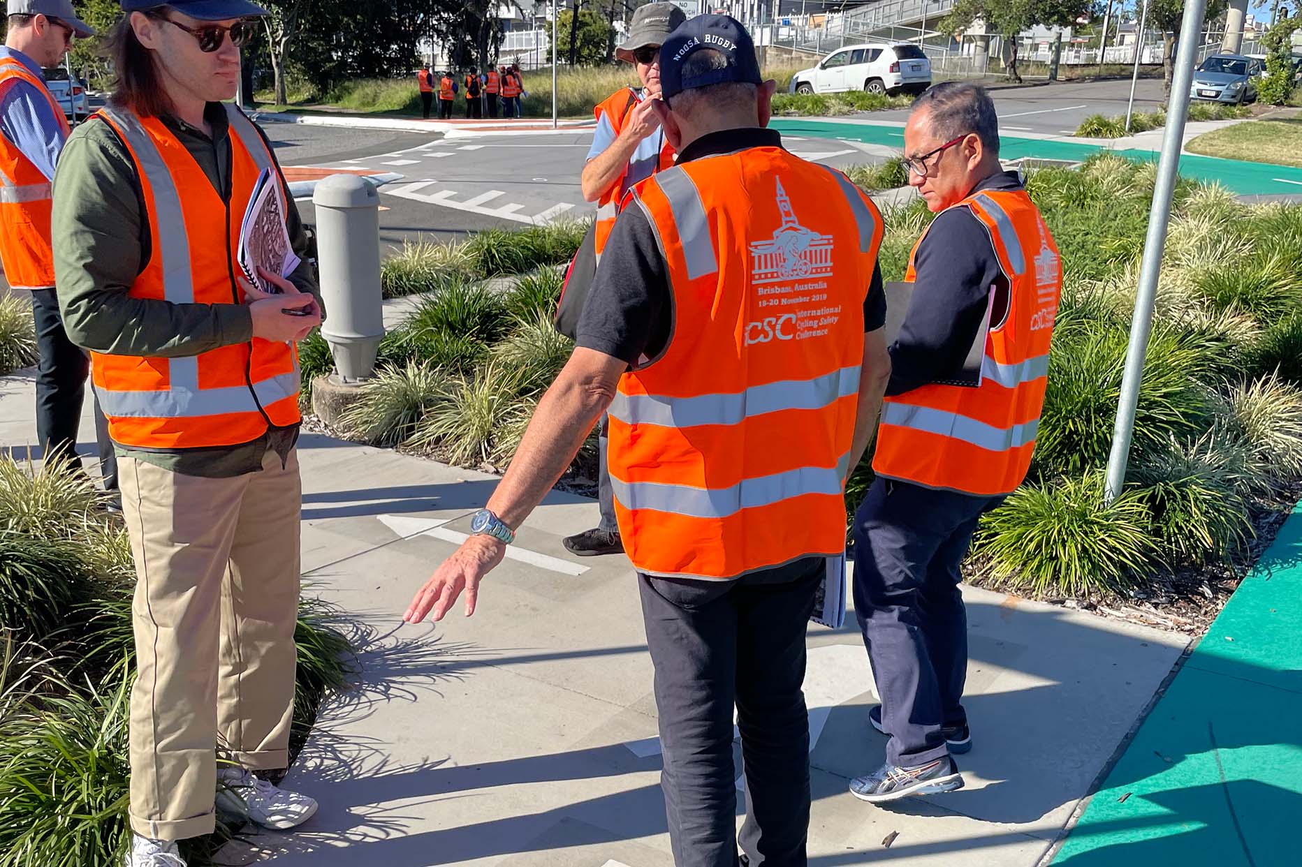 People assessing a walking environment in the field