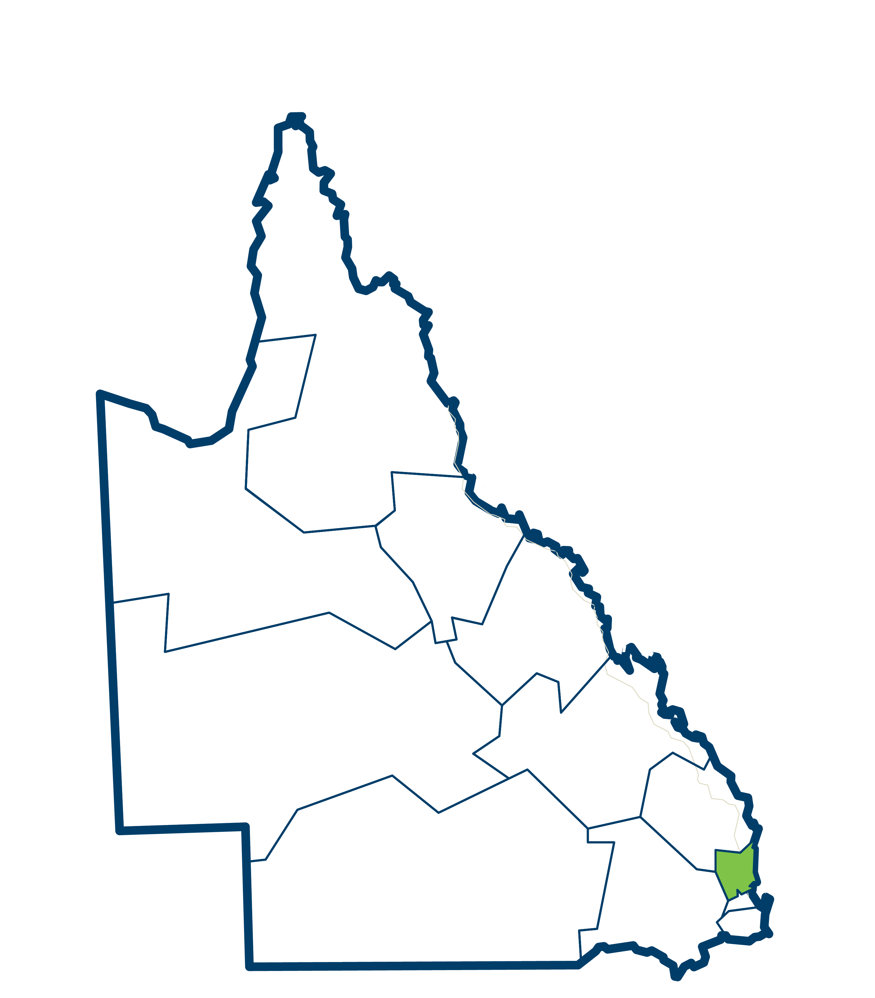 Map of Queensland highlighting the North Coast Region